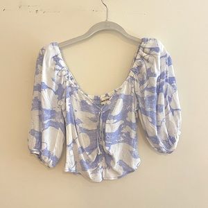 Open edit balloon sleeve crop top